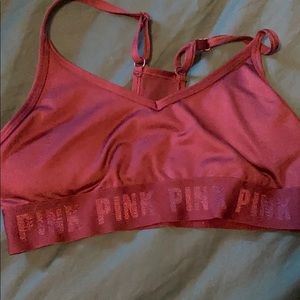 maroon sports bra.